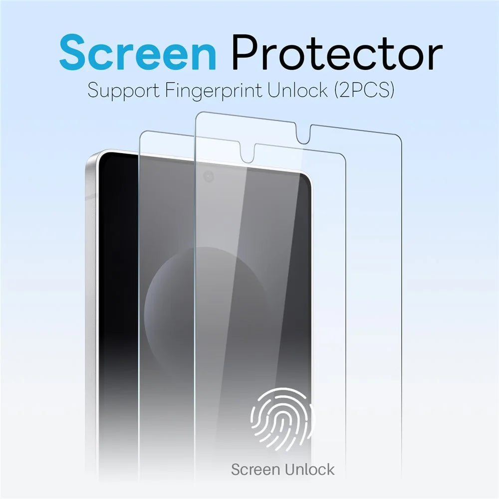 NORTHJO 5 in 1 Set for Samsung Galaxy S26 Ultra Magnetic Case PC + TPU Phone Cover with 2 Front Screen Protector (Support Fingerprint Unlock) + 2 Lens Film - Transparent - 3