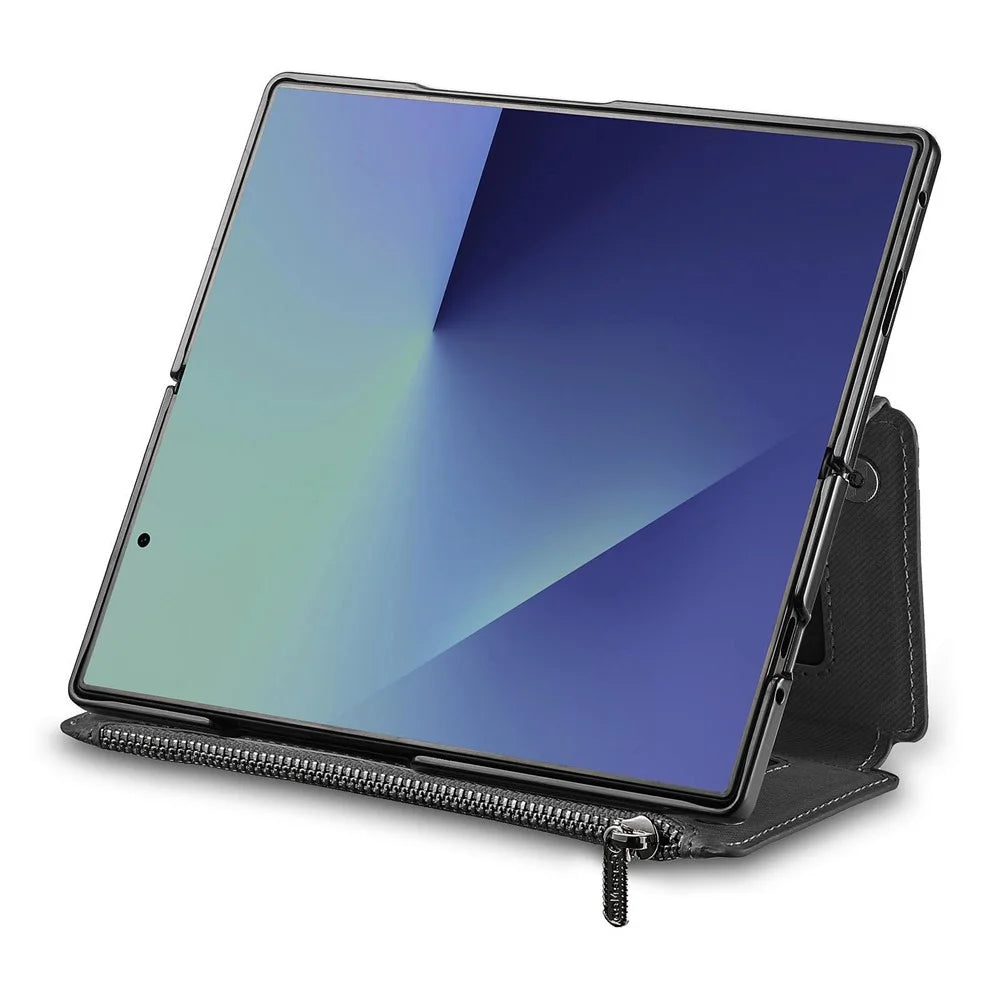 For Samsung Galaxy Z Fold6 5G Magnetic Case Detachable Wallet Stand Cloth Texture Leather + PC + TPU Phone Cover - Black - 3