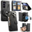 For Samsung Galaxy Z Fold5 5G Magnetic Case Detachable Wallet Stand Cloth Texture Leather + PC + TPU Phone Cover - Black - 1