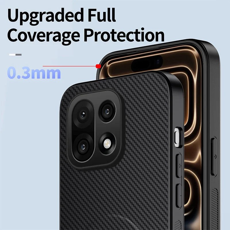 WANLONFENG For OnePlus 15 5G Magnetic Case  QT Series Kickstand Carbon Fiber Texture PC TPU Phone Cover - Black - 5