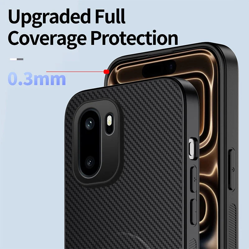WANLONFENG For OnePlus Ace 6 5G / OnePlus Ace 6T 5G / OnePlus 15R 5G Magnetic Case  QT Series Kickstand Carbon Fiber Texture PC TPU Phone Cover - Black - 5
