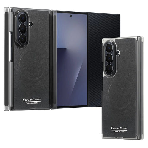 For Samsung Galaxy Z TriFold 5G Magnetic Case Dual Mid-Axis Shockproof PU Leather PC TPU Phone Cover - Black - 1