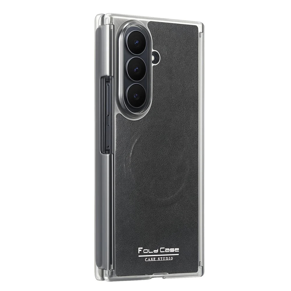 For Samsung Galaxy Z TriFold 5G Magnetic Case Dual Mid-Axis Shockproof PU Leather PC TPU Phone Cover - Black - 2