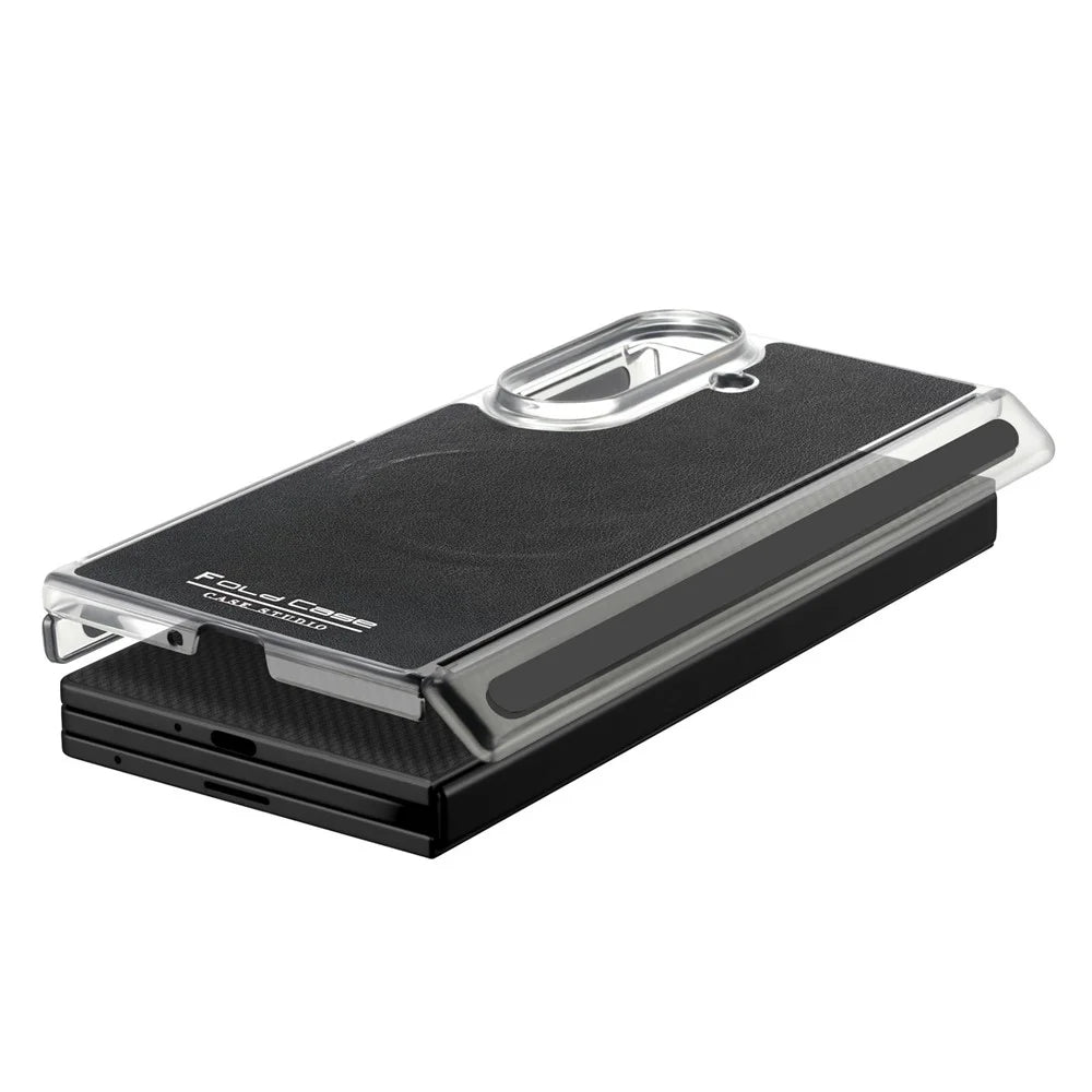 For Samsung Galaxy Z TriFold 5G Magnetic Case Dual Mid-Axis Shockproof PU Leather PC TPU Phone Cover - Black - 4