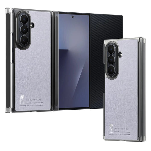 For Samsung Galaxy Z TriFold 5G Magnetic Case PU Leather TPU PC Clear Frame Phone Cover Dual Mid-Axis Design - Light Purple - 1