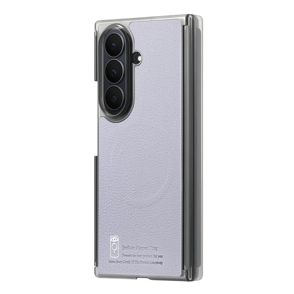 For Samsung Galaxy Z TriFold 5G Magnetic Case PU Leather TPU PC Clear Frame Phone Cover Dual Mid-Axis Design - Light Purple - 3