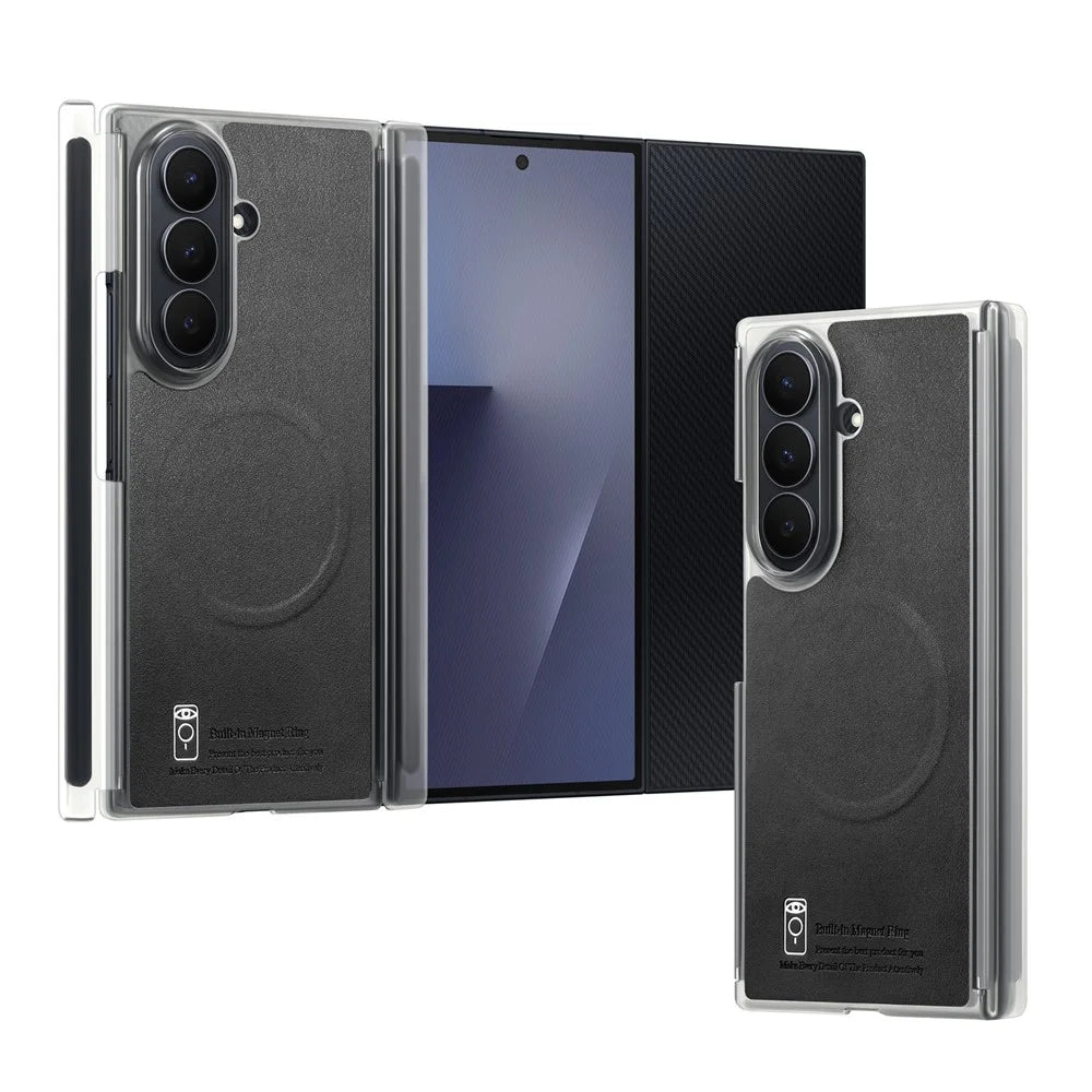 For Samsung Galaxy Z TriFold 5G Magnetic Phone Case Dual-axis Shockproof PU Leather PC TPU Protection Cover - Black - 1