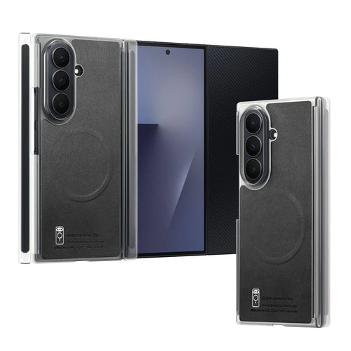 For Samsung Galaxy Z TriFold 5G Magnetic Phone Case Dual-axis Shockproof PU Leather PC TPU Protection Cover - Black - 1