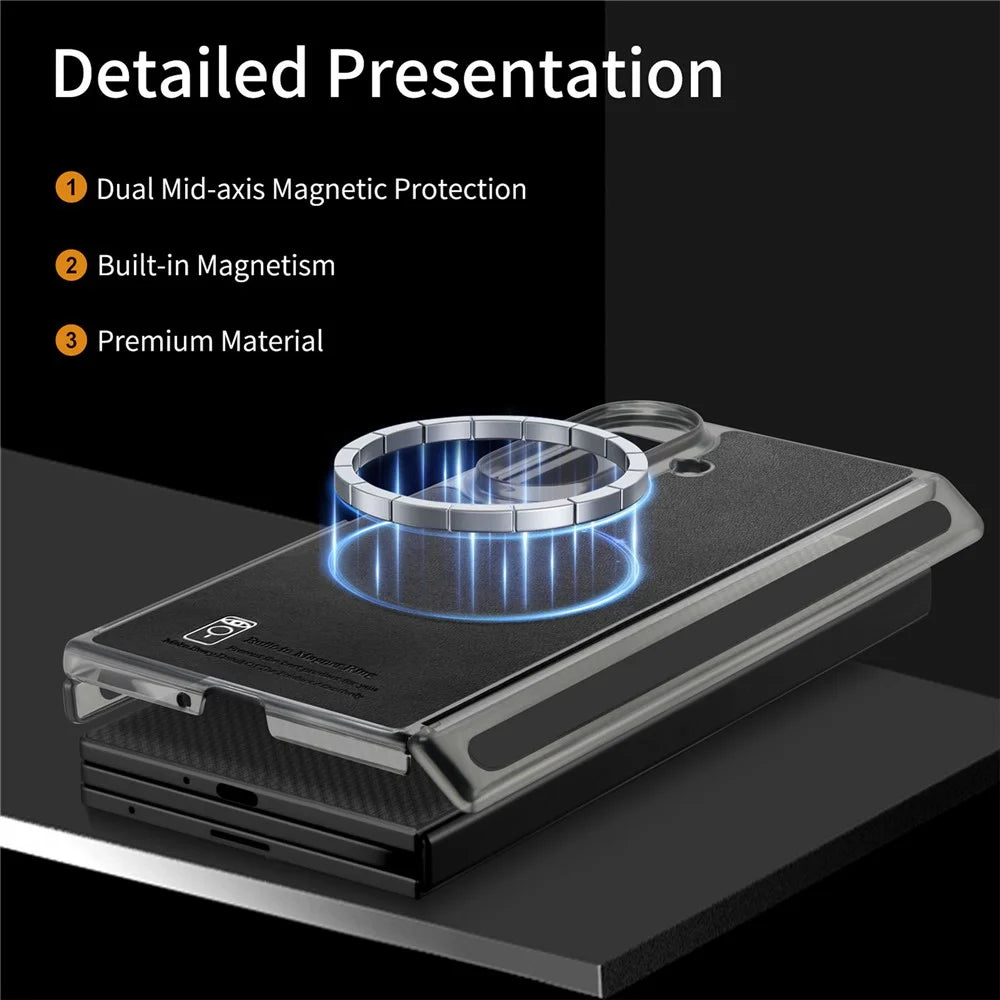 For Samsung Galaxy Z TriFold 5G Magnetic Phone Case Dual-axis Shockproof PU Leather PC TPU Protection Cover - Black - 6