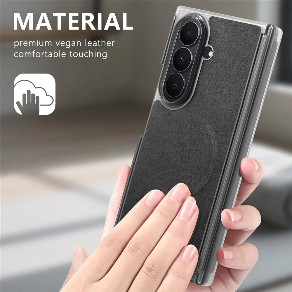 For Samsung Galaxy Z TriFold 5G Magnetic Phone Case Dual-axis Shockproof PU Leather PC TPU Protection Cover - Black - 7