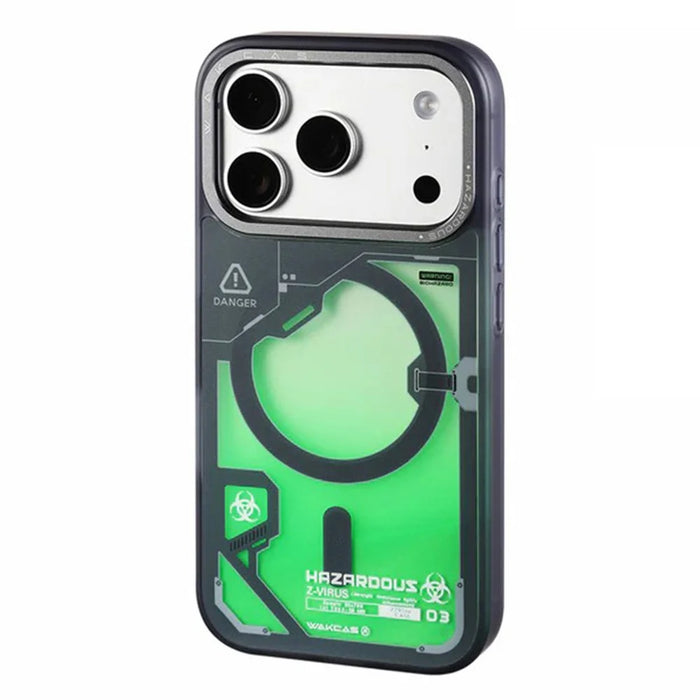 WAKCAS For iPhone 17 Pro Magnetic Case Fluorescent Quicksand TPU Phone Cover Compatible with MagSafe - Green - 1