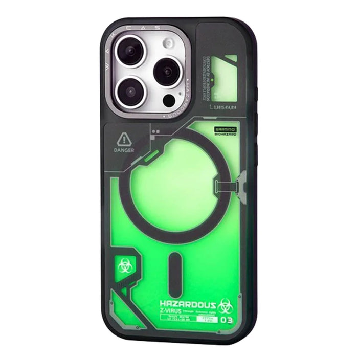 WAKCAS For iPhone 16 Pro Max Magnetic Case Fluorescent Quicksand TPU Phone Cover Compatible with MagSafe - Green - 1