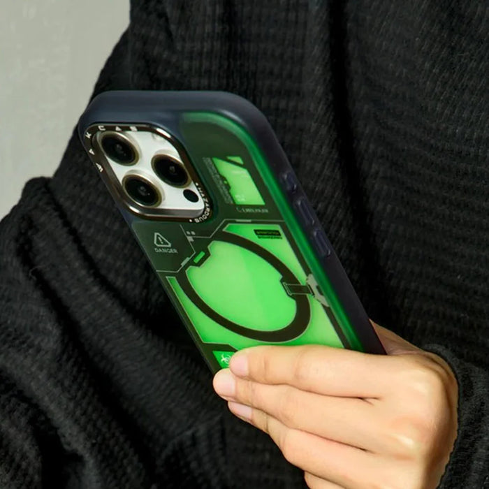 WAKCAS For iPhone 16 Pro Max Magnetic Case Fluorescent Quicksand TPU Phone Cover Compatible with MagSafe - Green - 4