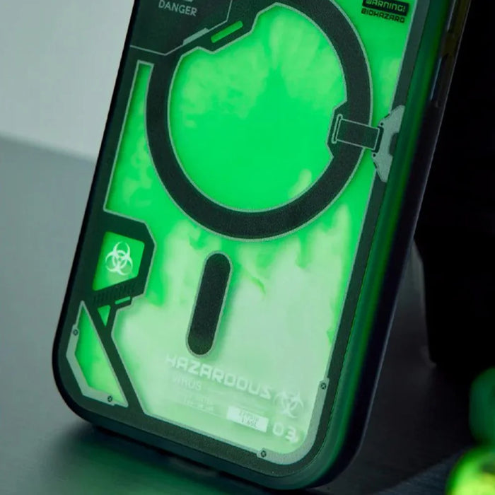 WAKCAS For iPhone 15 Pro Magnetic Case Fluorescent Quicksand TPU Phone Cover Compatible with MagSafe - Green - 7