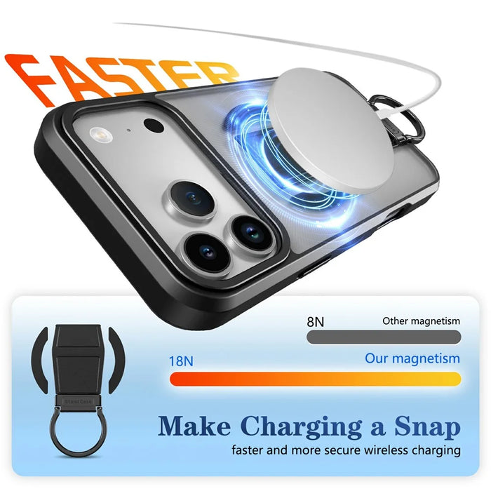For iPhone 17 Pro Max Magnetic Case with Folding Kickstand  /  Ring Holder TPU + PC Phone Back Cover - Black - 7