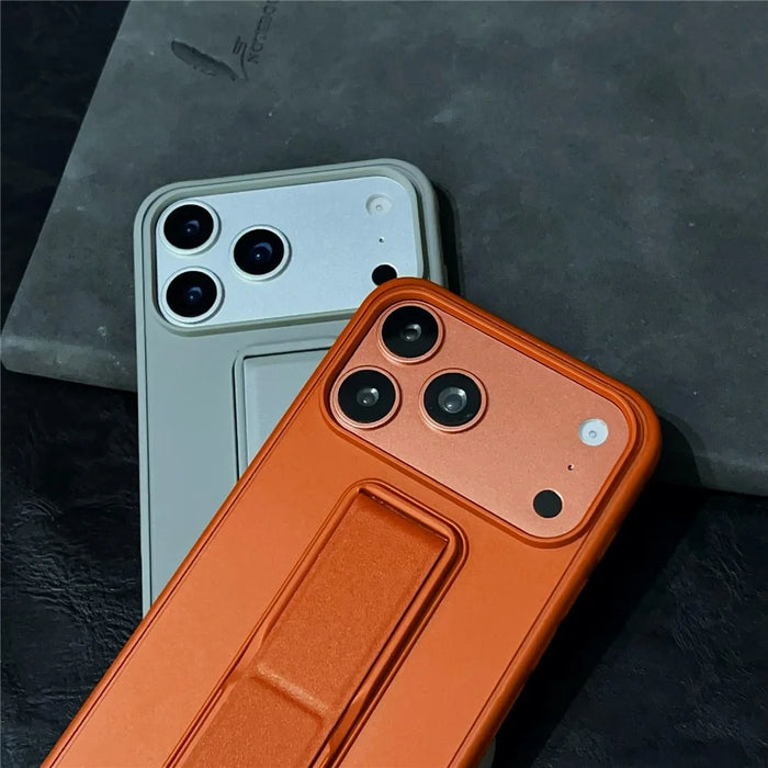 For iPhone 17 Pro Case with Kickstand  /  D-Ring Holder TPU PC Phone Back Cover - Brown - 6