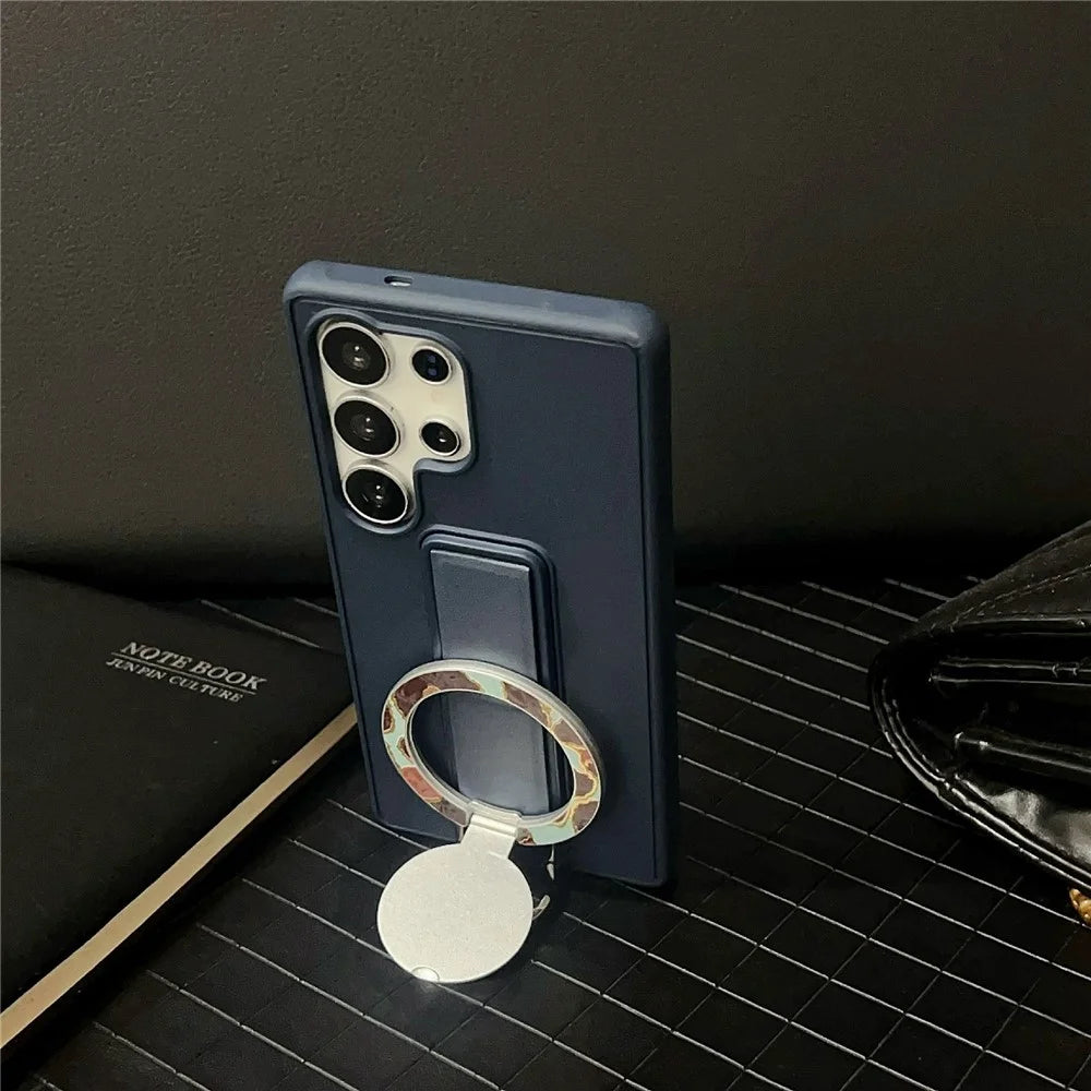 For Samsung Galaxy S26 Ultra Case with Kickstand  /  D-Ring Holder TPU PC Phone Back Cover - Navy Blue - 4