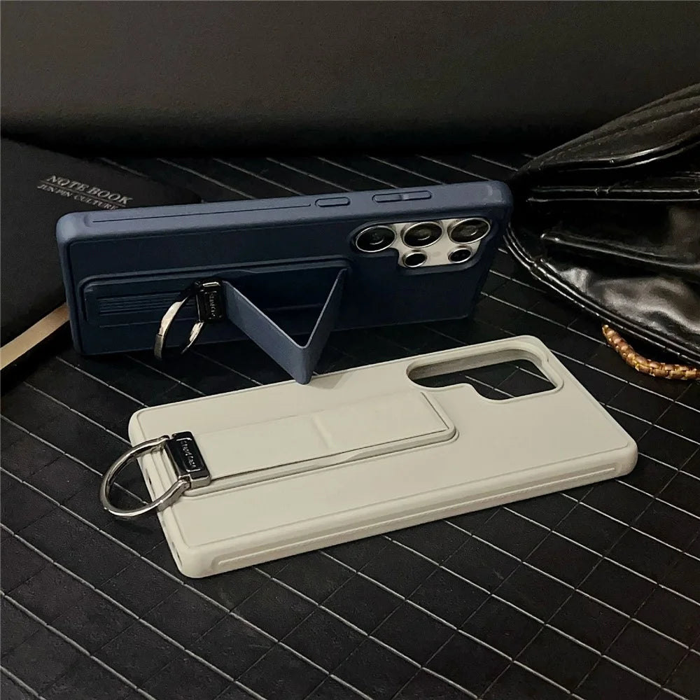 For Samsung Galaxy S25 Ultra Case with Kickstand  /  D-Ring Holder TPU PC Phone Back Cover - Navy Blue - 2