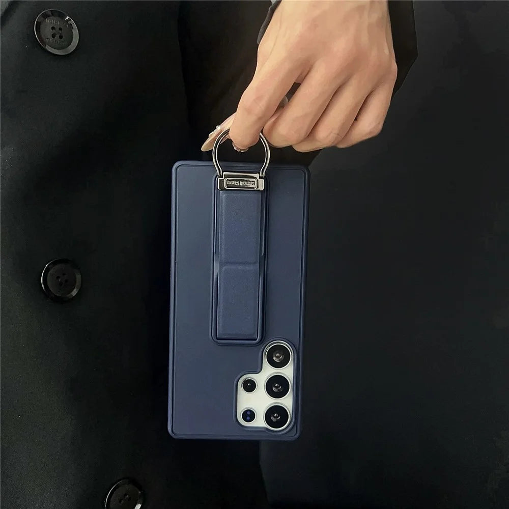 For Samsung Galaxy S25 Ultra Case with Kickstand  /  D-Ring Holder TPU PC Phone Back Cover - Navy Blue - 6