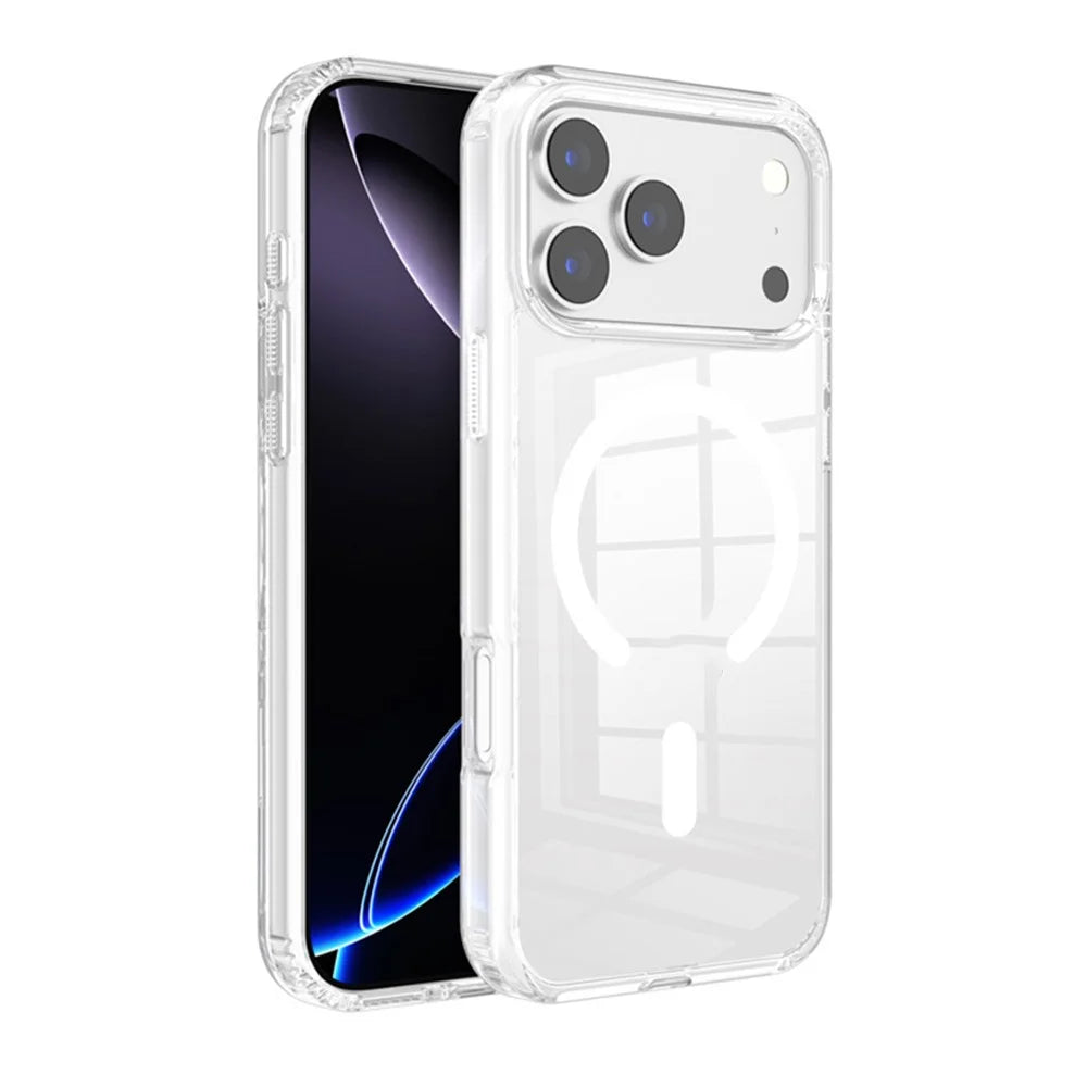 For iPhone 17 Pro Clear Magnetic Case TPU PC Shockproof Phone Cover Compatible with MagSafe - Transparent - 1