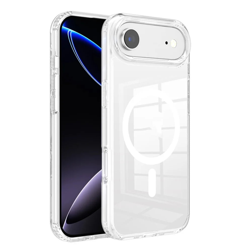 For iPhone Air Clear Magnetic Case TPU PC Shockproof Phone Cover Compatible with MagSafe - Transparent - 1
