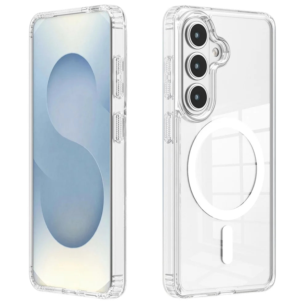For Samsung Galaxy S26 Clear Magnetic Case TPU PC Shockproof Phone Cover Compatible with MagSafe - Transparent - 1