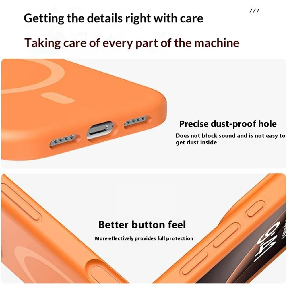 For iPhone 17 Case Compatible with MagSafe Precision Fit PC + Liquid Silicone Protective Phone Cover - Fluorescent Orange - 2