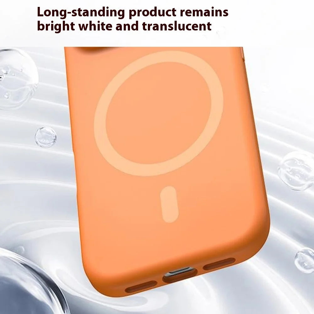 For iPhone 17 Case Compatible with MagSafe Precision Fit PC + Liquid Silicone Protective Phone Cover - Fluorescent Orange - 5