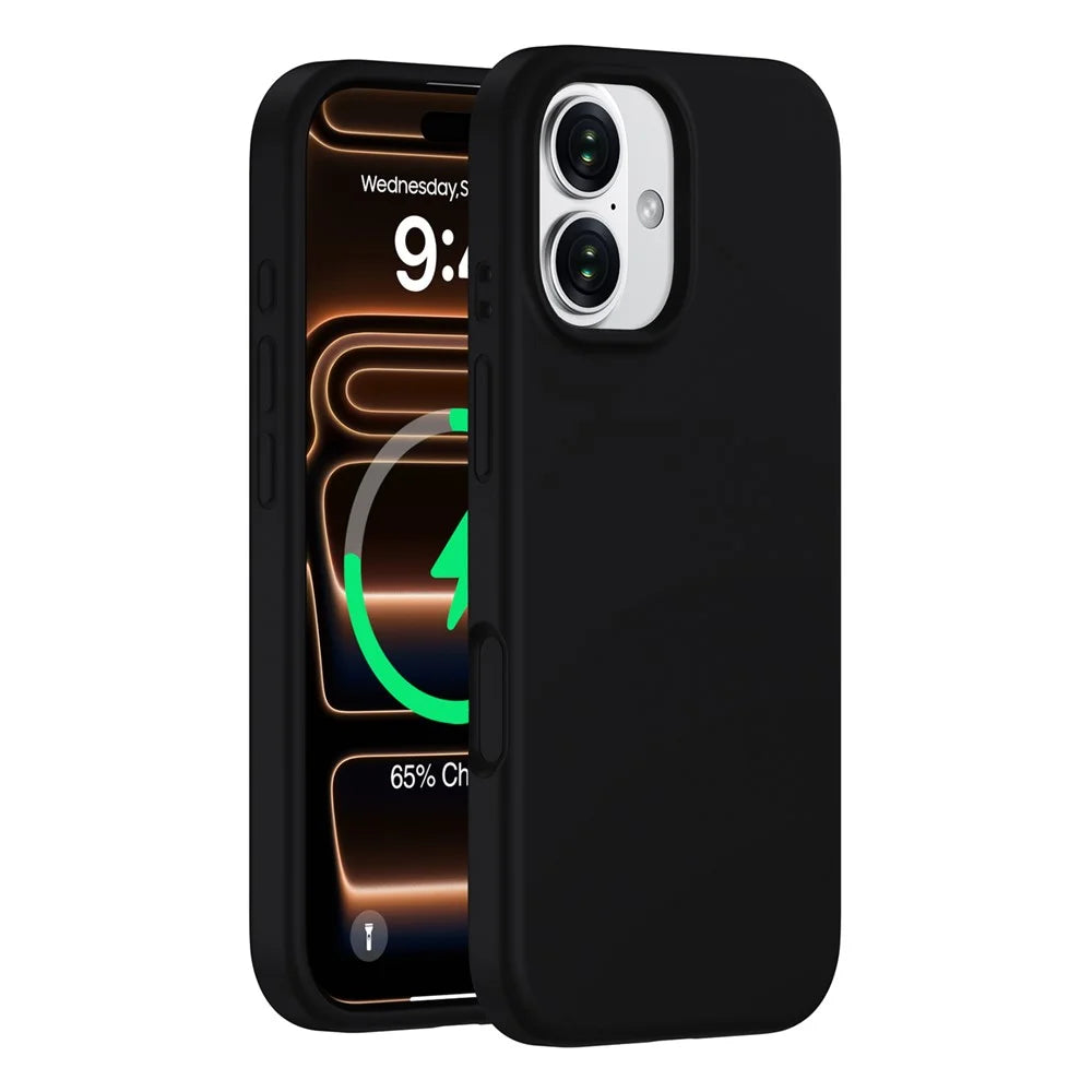 For iPhone 17 Magnetic Case PC + Liquid Silicone Anti-Scratch Phone Cover - Black - 1