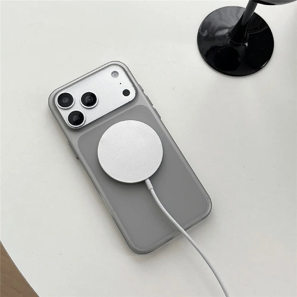 For iPhone 17 Pro Magnetic Phone Case Soft Touch Anti Fingerprint PC Shockproof Cover Compatible with MagSafe - Titanium Grey - 2
