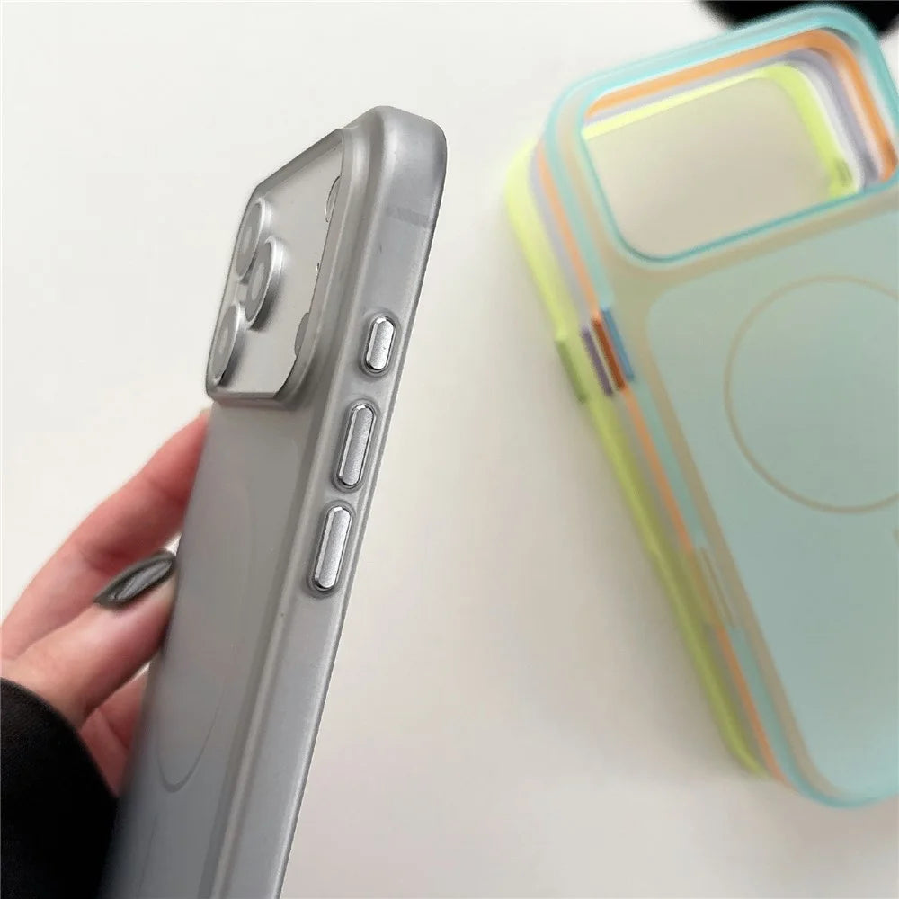 For iPhone 17 Pro Magnetic Phone Case Soft Touch Anti Fingerprint PC Shockproof Cover Compatible with MagSafe - Titanium Grey - 4