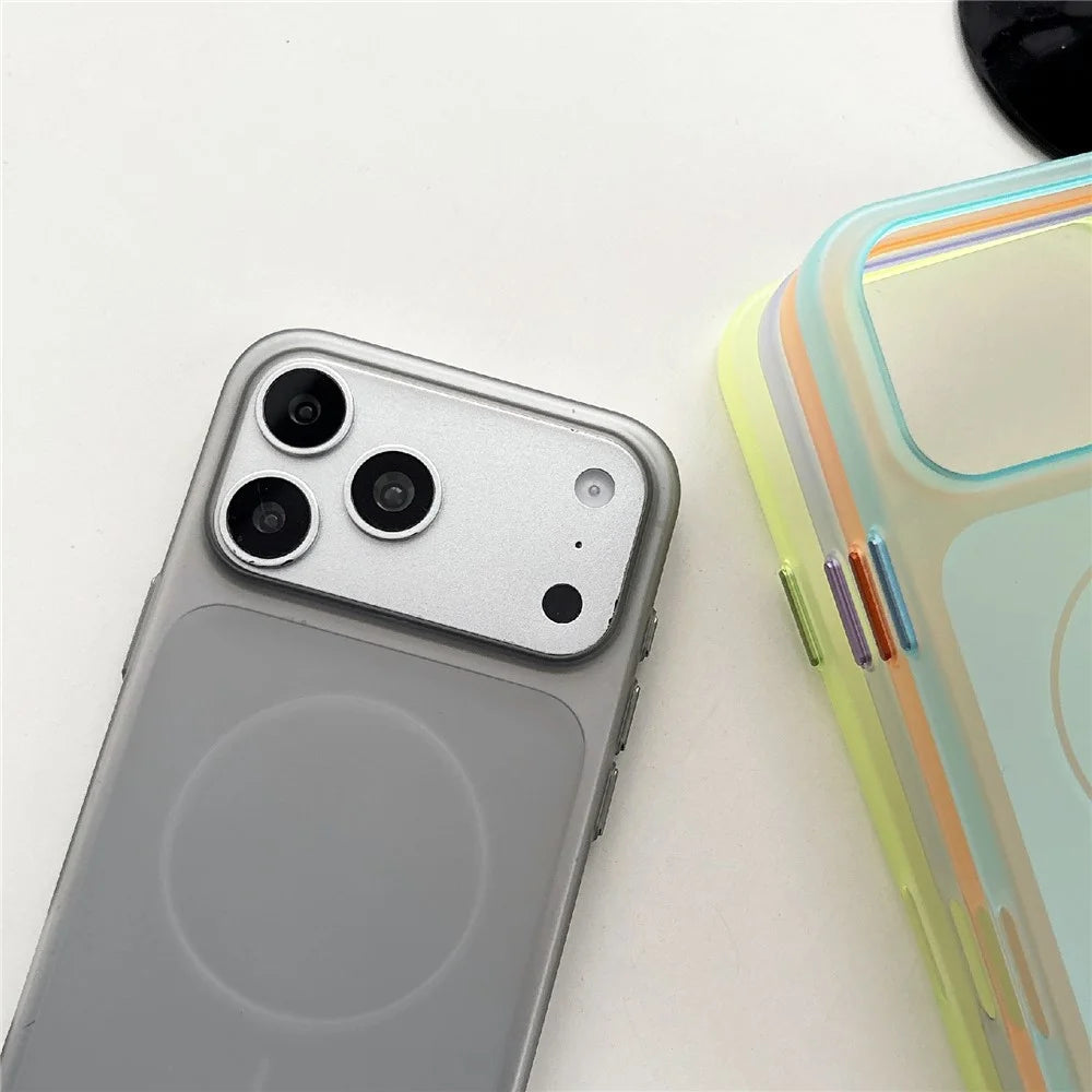 For iPhone 17 Pro Max Magnetic Phone Case Soft Touch Anti Fingerprint PC Shockproof Cover Compatible with MagSafe - Titanium Grey - 3