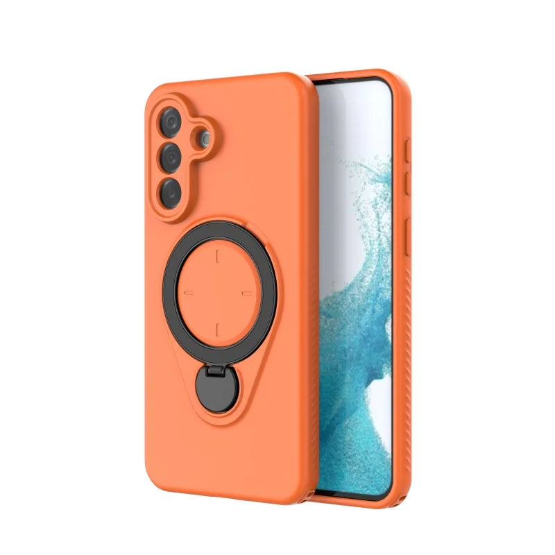 WANLONFENG For Samsung Galaxy A37 5G Case with Tempered Glass  JH Series PC TPU Kickstand Phone Cover - Orange - 2
