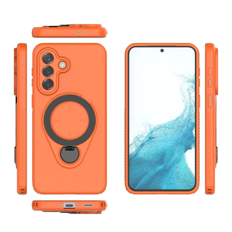WANLONFENG For Samsung Galaxy A37 5G Case with Tempered Glass  JH Series PC TPU Kickstand Phone Cover - Orange - 3