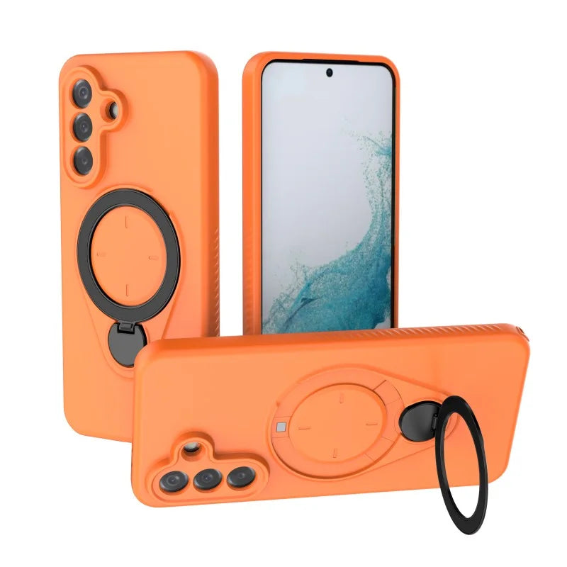 WANLONFENG For Samsung Galaxy A37 5G Case with Tempered Glass  JH Series PC TPU Kickstand Phone Cover - Orange - 4