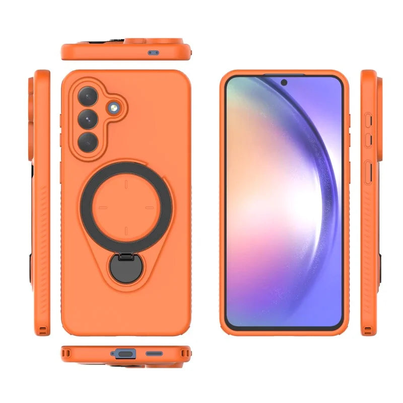 WANLONFENG For Samsung Galaxy A57 5G Case with Tempered Glass  JH Series PC TPU Kickstand Phone Cover - Orange - 3