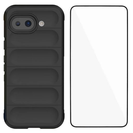 WANLONFENG For Google Pixel 10a TPU Case  HD Series Anti Slip Phone Cover with Tempered Glass - Black - 1