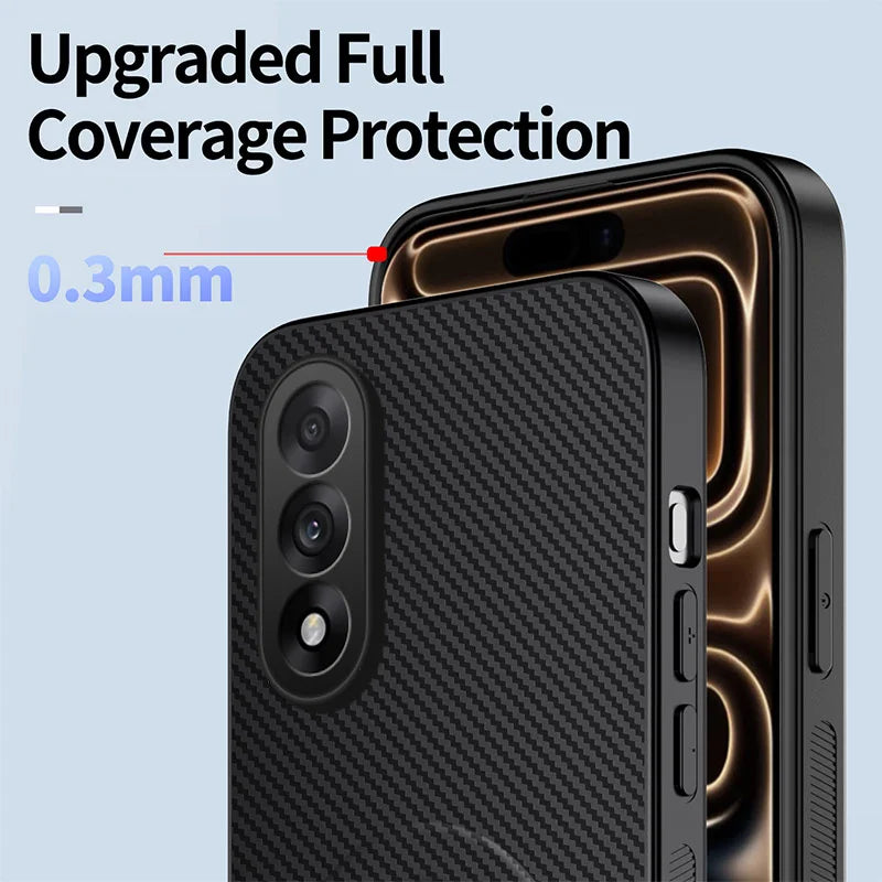 WANLONFENG For OnePlus Ace 5 Ultra 5G / OnePlus Nord 5 5G Magnetic Case with 2Pcs Tempered Glass Films  QT1 Series Kickstand Carbon Fiber Texture PC TPU Phone Cover - Black - 5