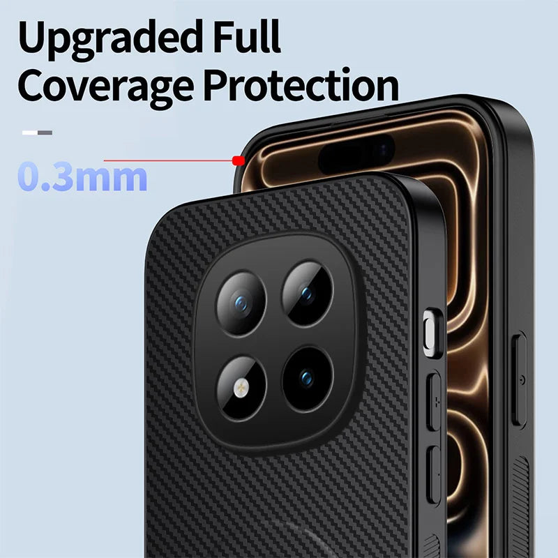 WANLONFENG For Xiaomi Redmi Note 15 5G (Global) / Xiaomi Poco M8 5G Magnetic Case with 2Pcs Tempered Glass Films  QT1 Series Kickstand Carbon Fiber Texture PC TPU Phone Cover - Black - 5