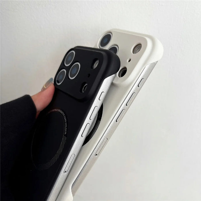 For iPhone 17 Pro Max Borderless Magnetic Phone Case Solid Color Frameless PC Cover Compatible with MagSafe - Black - 4