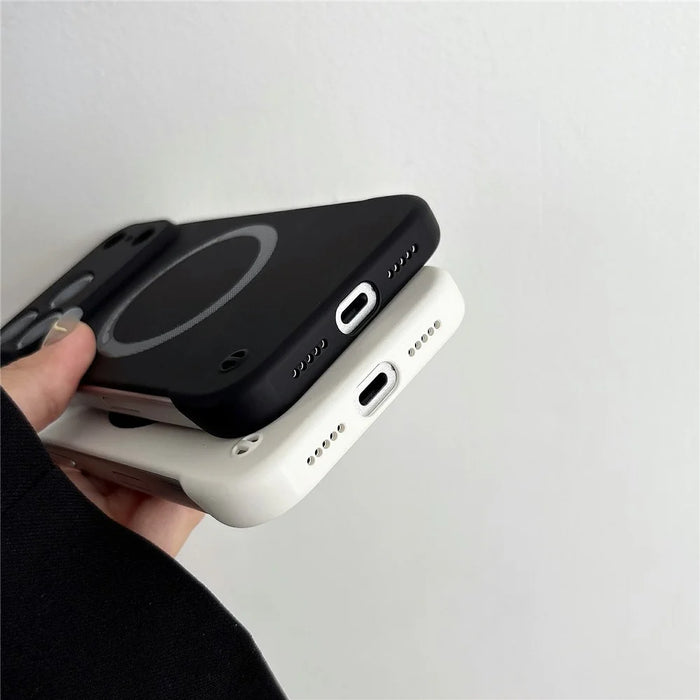 For iPhone 17 Pro Max Borderless Magnetic Phone Case Solid Color Frameless PC Cover Compatible with MagSafe - Black - 5