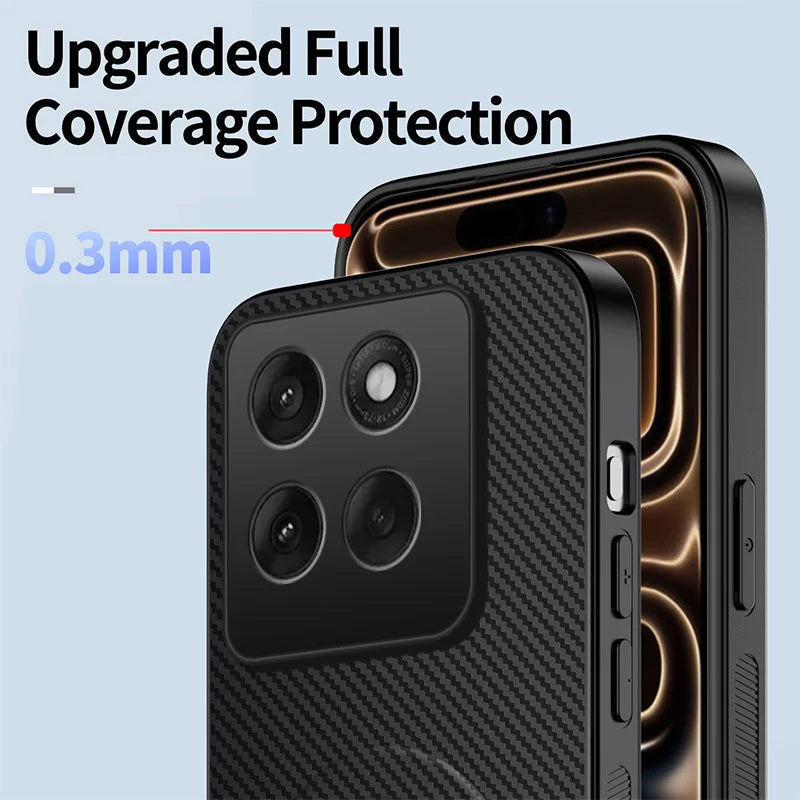 WANLONFENG For Motorola Edge 60 Pro 5G Magnetic Case with 2Pcs Tempered Glass Films  QT1 Series Kickstand Carbon Fiber Texture PC TPU Phone Cover - Black - 5