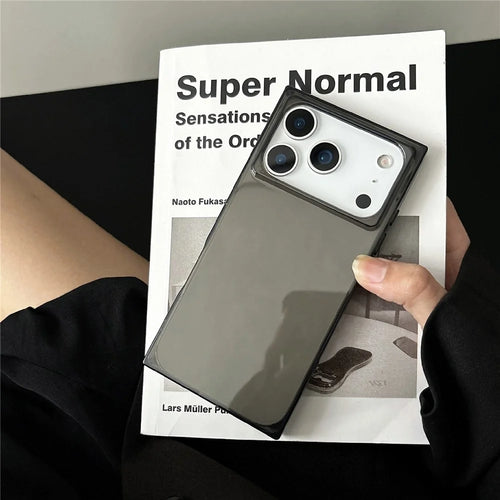 For iPhone 17 Pro Soft TPU Case Ultra Thin Square Design Anti Drop Phone Protective Cover - Grey - 1