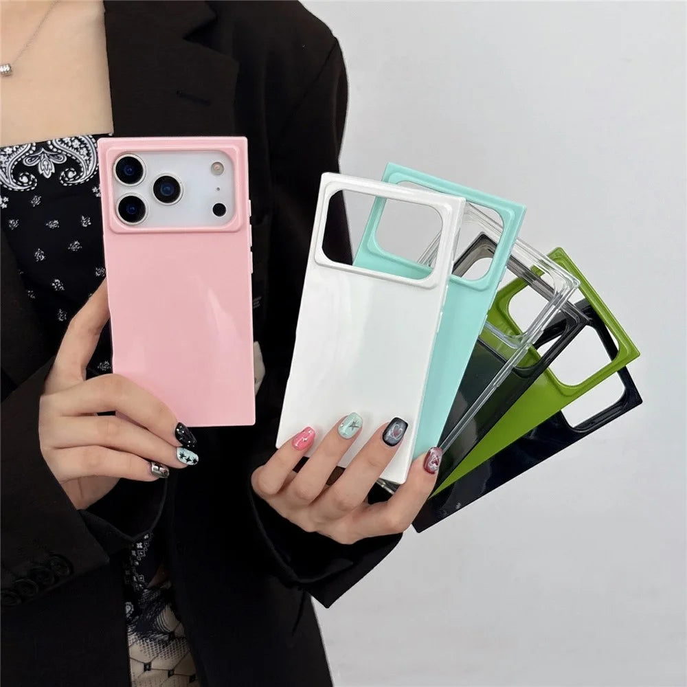 For iPhone 17 Pro Soft TPU Case Ultra Thin Square Design Anti Drop Phone Protective Cover - Grey - 6