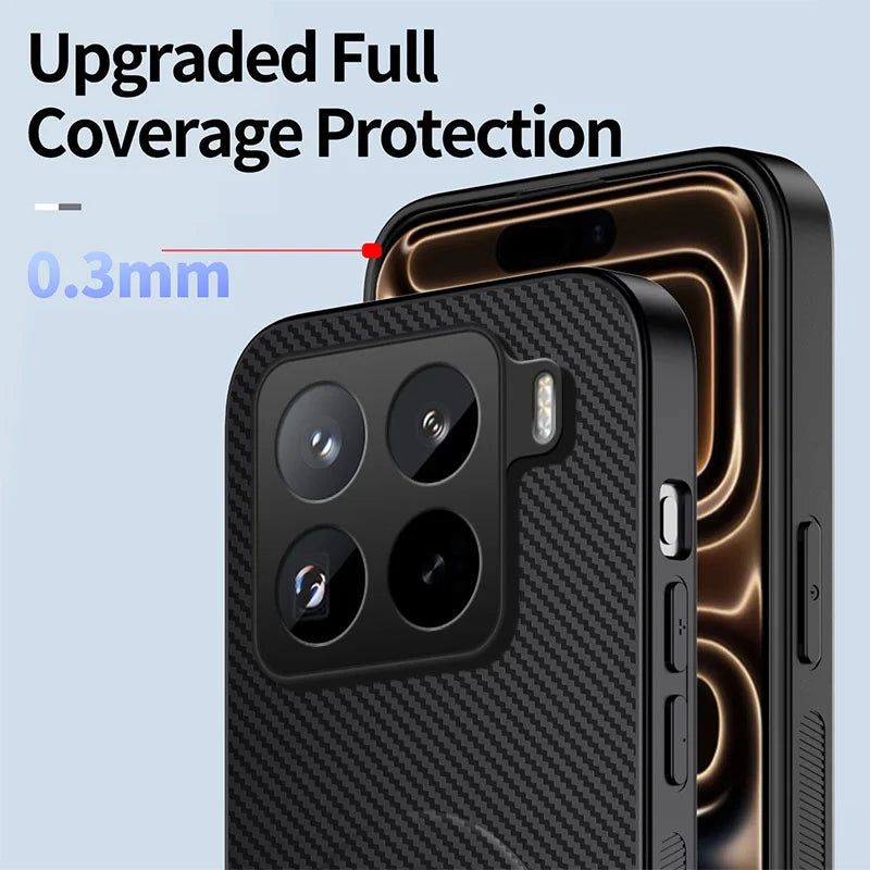 WANLONFENG For Xiaomi 15T Pro Magnetic Case with 2Pcs Tempered Glass Films  QT1 Series Kickstand Carbon Fiber Texture PC TPU Phone Cover - Black - 5