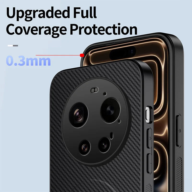 WANLONFENG For Xiaomi 17 Ultra 5G Magnetic Case with 2Pcs Tempered Glass Films  QT1 Series Kickstand Carbon Fiber Texture PC TPU Phone Cover - Black - 5