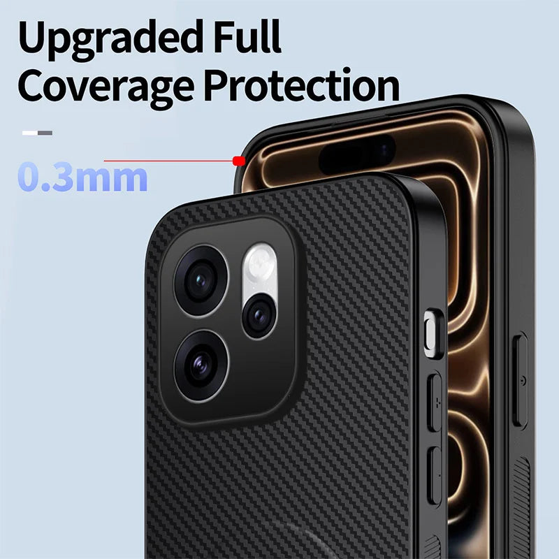 WANLONFENG For Oppo Reno15 Pro 5G (Global) / Oppo Reno15 5G (China) Magnetic Case with 2Pcs Tempered Glass Films  QT1 Series Kickstand Carbon Fiber Texture PC TPU Phone Cover - Black - 5