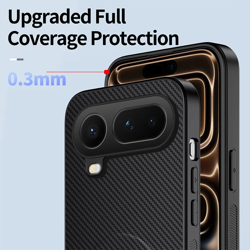WANLONFENG For Honor Magic8 Pro Air 5G Magnetic Case with 2Pcs Tempered Glass Films  QT1 Series Kickstand Carbon Fiber Texture PC TPU Phone Cover - Black - 5
