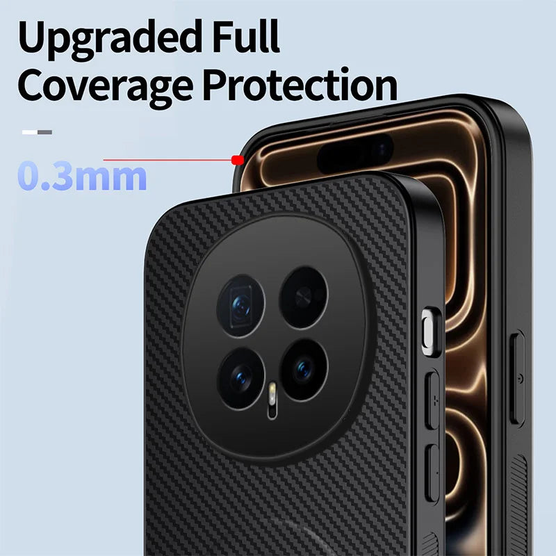 WANLONFENG For Honor Magic8 5G Magnetic Case with 2Pcs Tempered Glass Films  QT1 Series Kickstand Carbon Fiber Texture PC TPU Phone Cover - Black - 5