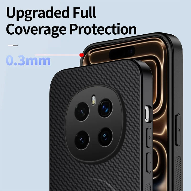 WANLONFENG For Honor Magic7 Pro 5G Magnetic Case with 2Pcs Tempered Glass Films  QT1 Series Kickstand Carbon Fiber Texture PC TPU Phone Cover - Black - 5